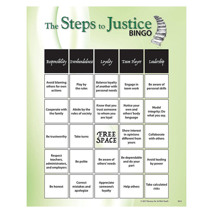 The Steps to Justice Teen Bingo Game