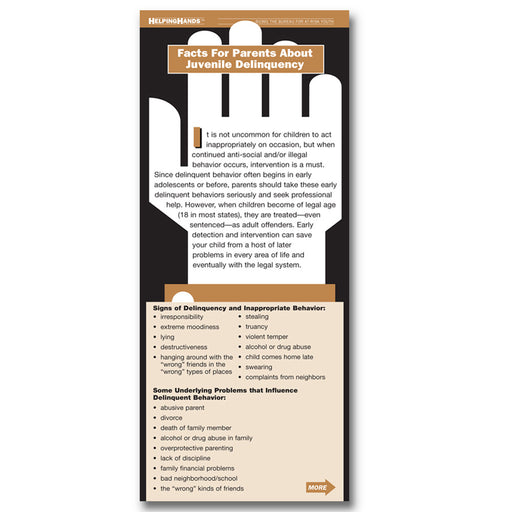 Helping Hands Card: Facts for Parents About Juvenile Delinquency 25 pack product image