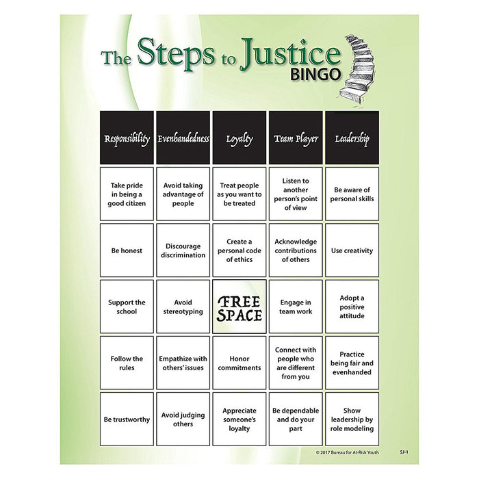The Steps to Justice Teen Bingo Game