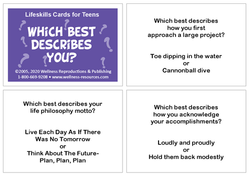 Lifeskills Cards for Teens: Which Best Describes You?